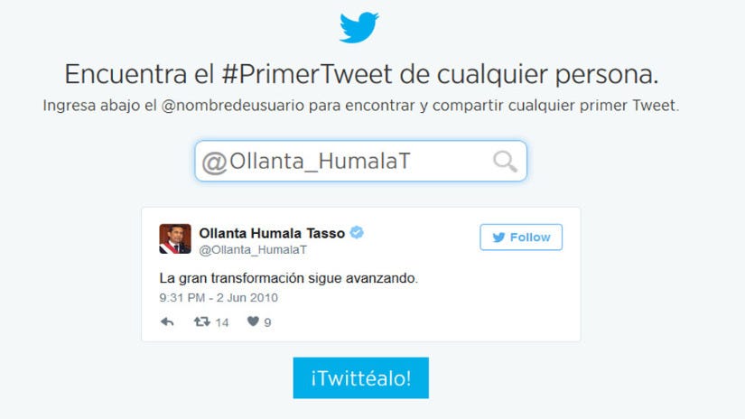 Este fue el primer tweet de Ollanta Humala 