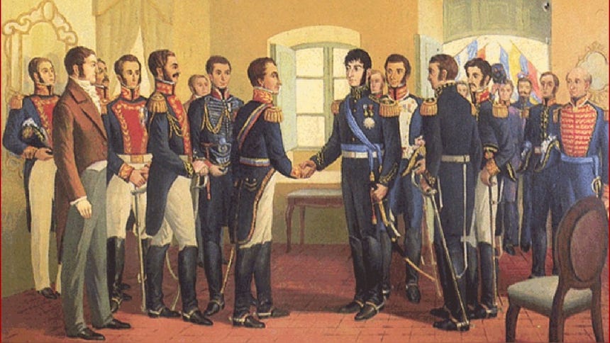 Sánchez Carrión se puso a las ideas de San Martín para el destino del Perú independiente y se acercó a las de Simón Bolívar.