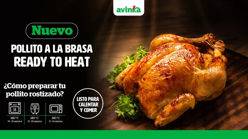 Pollo sabor brasa listo para comer: Conoce el nuevo producto de Avinka