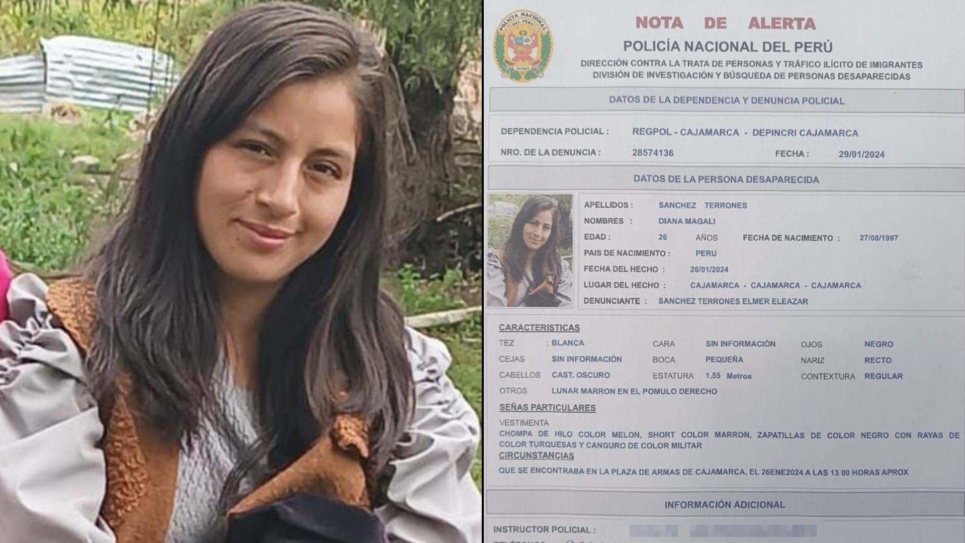  La joven de 26 años desapareció en extrañas circunstancias en el centro de Cajamarca