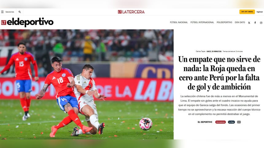 Así reaccionó la prensa de Chile por el empate de 'La roja' ante Perú