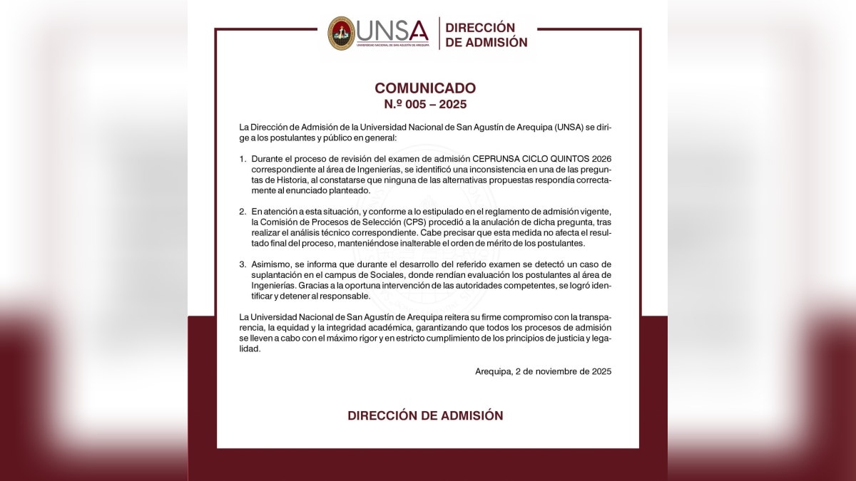 Unsa eliminó pregunta al aceptar error 