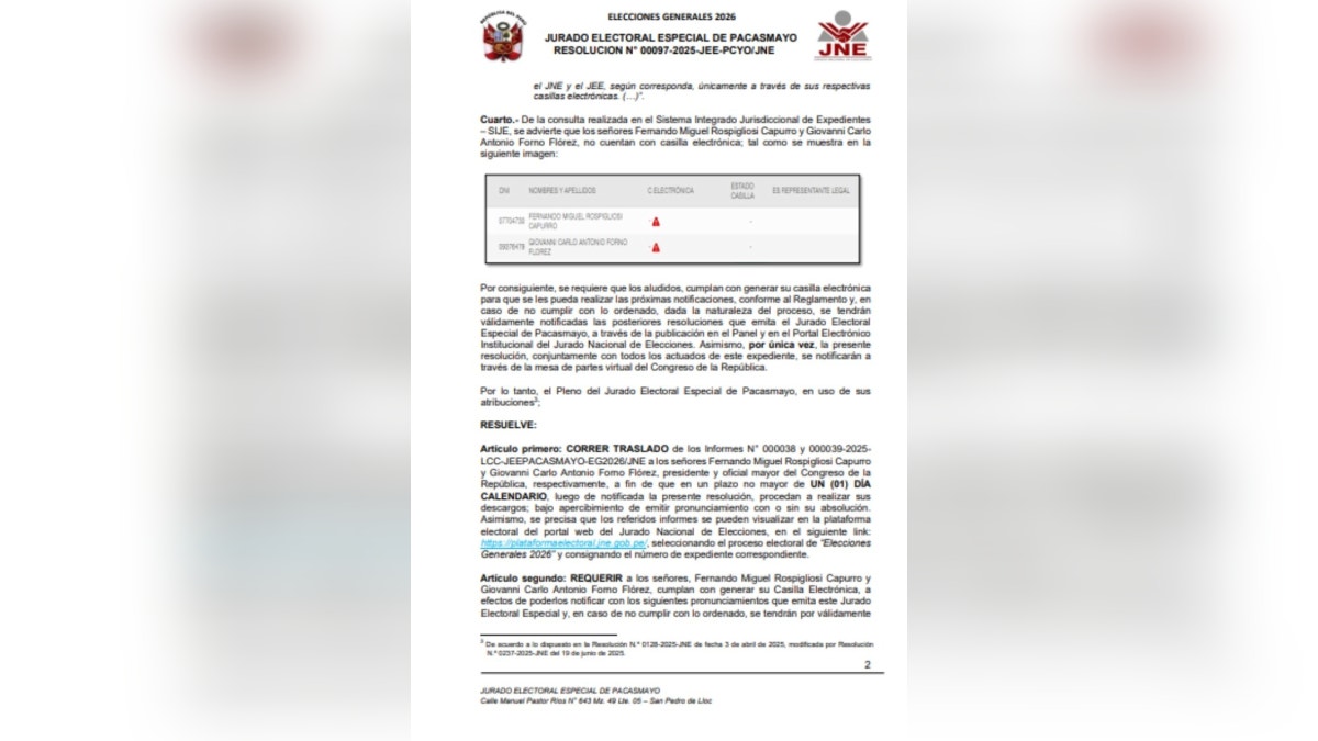 Extracto de la resolución del JEE Pacasmayo.