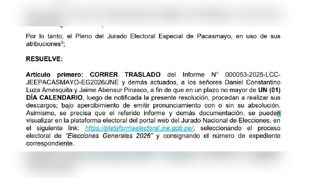 Resolución del Jurado Electoral de Pacasmayo 