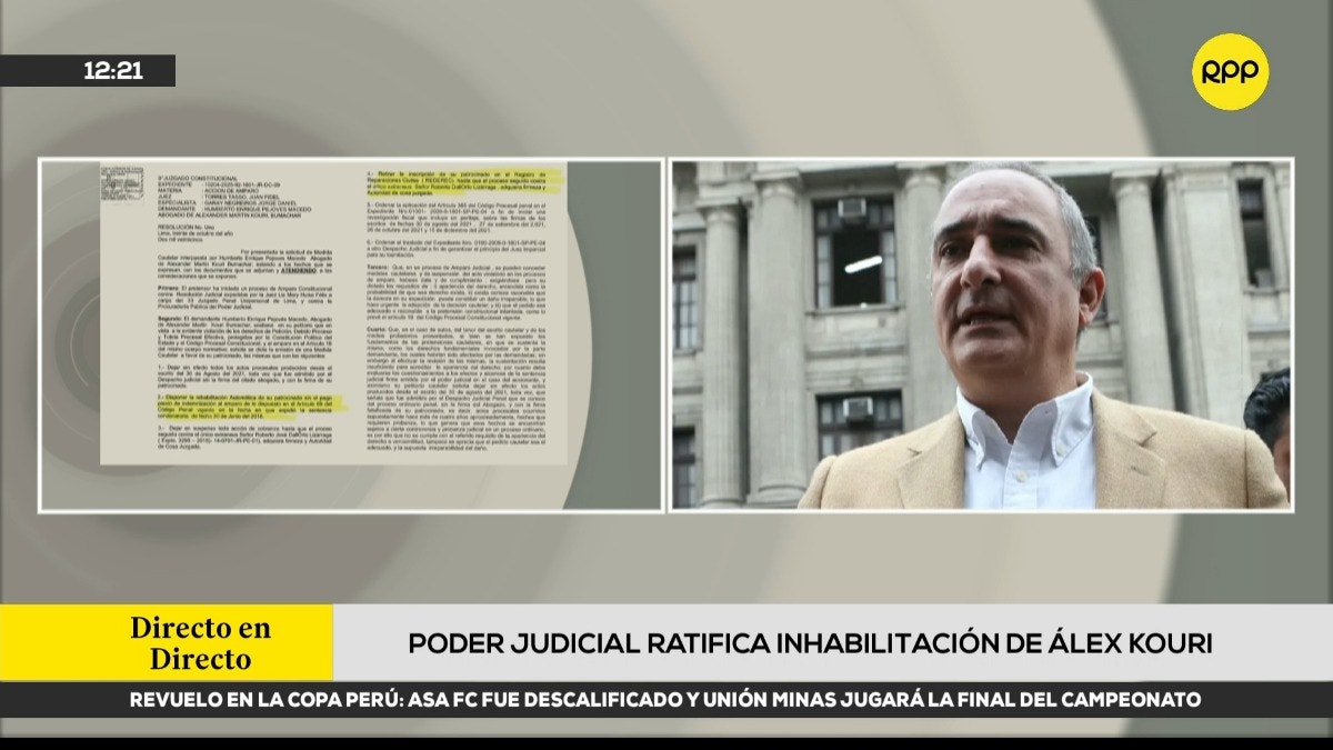Poder Judicial confirma que Álex Kouri no puede postular por no pagar reparación civil