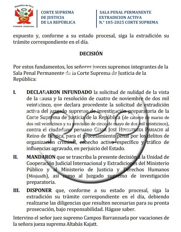 Documento del Poder Judicial. 