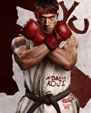 Póster promocional de Street Fighter con Andrew Koji como Ryu
