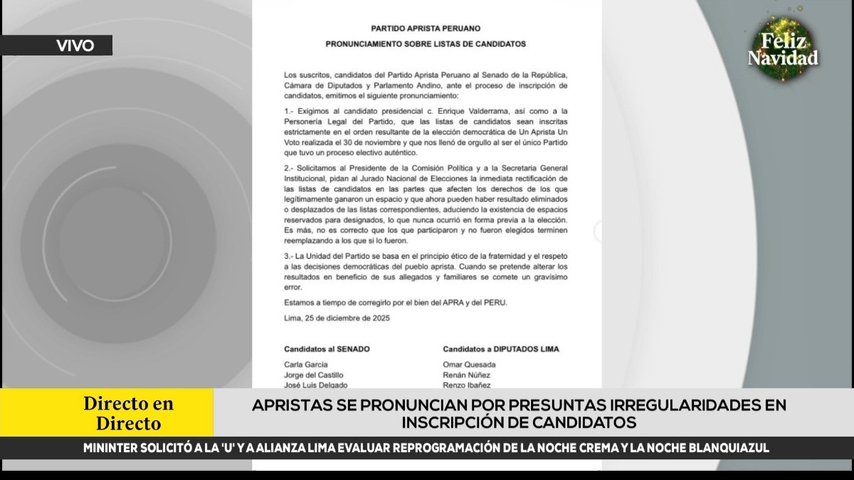 Miembros del APRA se pronuncian por presuntas irregularidades en inscripción de candidatos