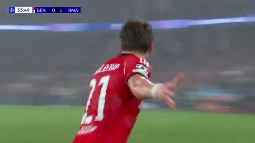 Schjelderup y el empate 1-1 de Benfica ante el Madrid