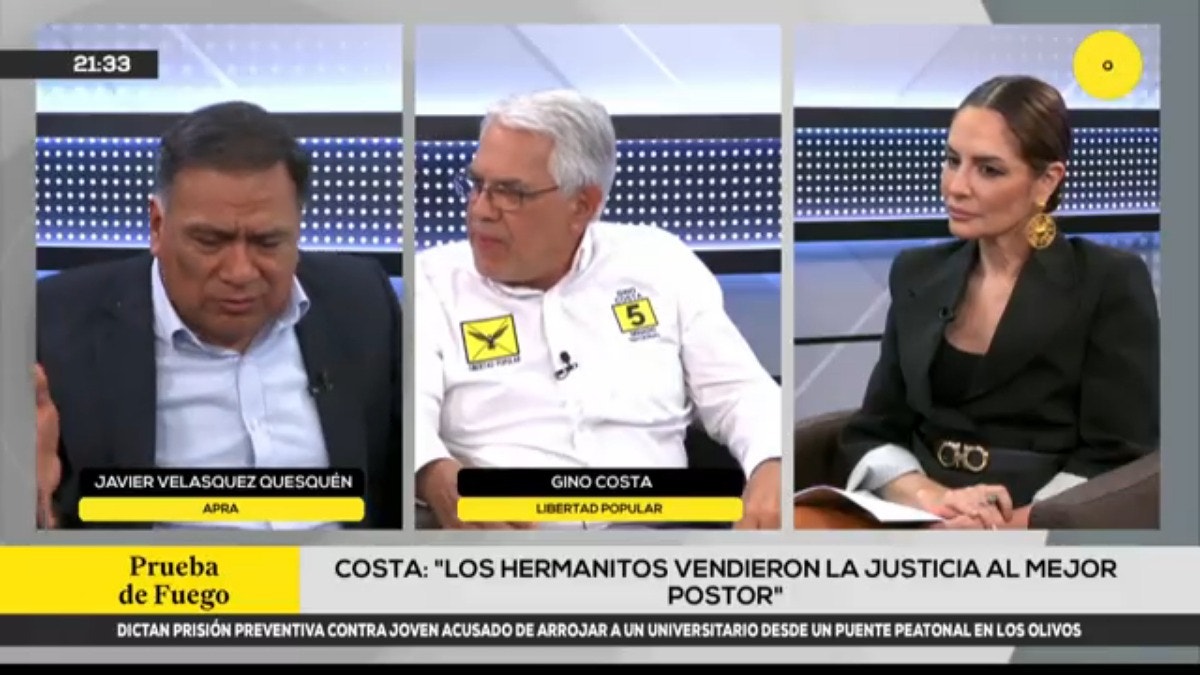 Así fue el tenso debate entre los candidatos al Senado Javier Velásquez Quesquén y Gino Costa en el programa Prueba de Fuego.