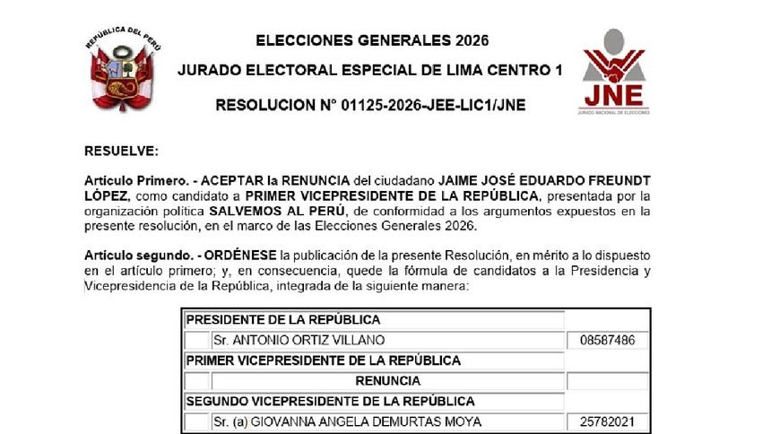 Resolución emitida por el Jurado Electoral Especial Lima Centro 1 