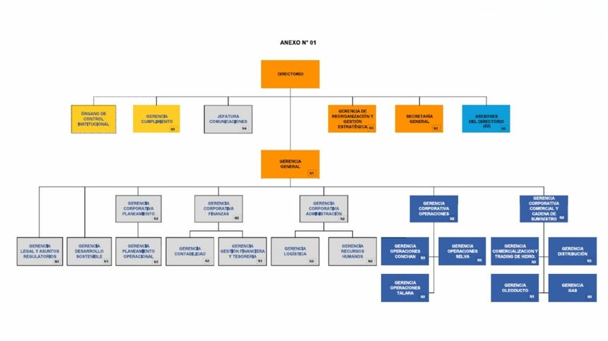 Organigrama con la nueva estructura.