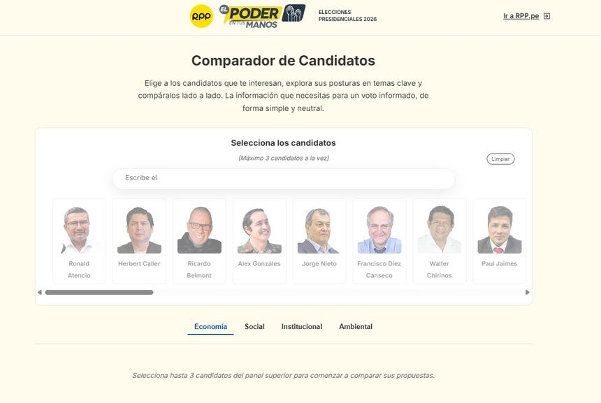 El comparador de candidatos fue elaborado con base al orden que tienen los partidos políticos en la cédula electoral. 