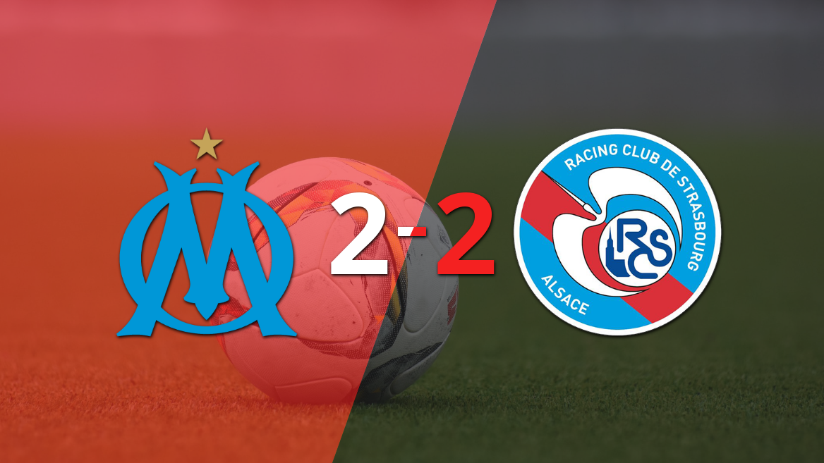 Liga de Francia: RC Strasbourg rescató un empate agónico frente a Olympique de Marsella