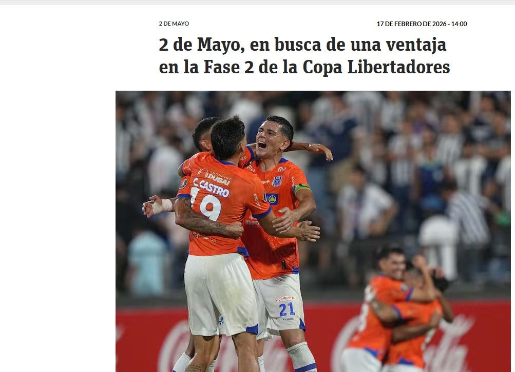 <strong>ABC de Paraguay:</strong> 2 de Mayo, en busca de una ventaja en la Fase 2 de la Copa Libertadores