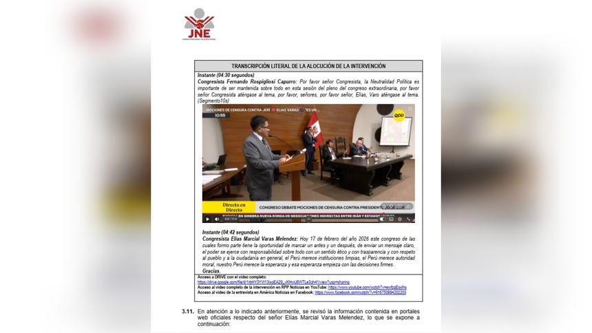 Parte del informe del área de fiscalización del Jurado Electoral Especial Lima Centro 1