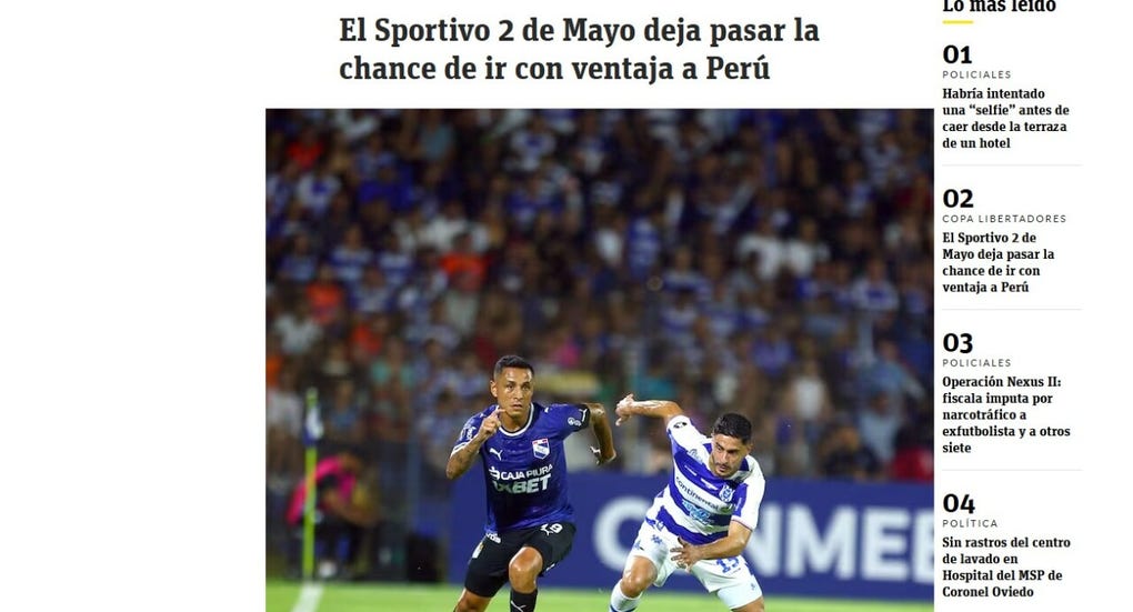 <strong>ABC de Paraguay: </strong>El Sportivo 2 de Mayo deja pasar la chance de ir con ventaja a Perú