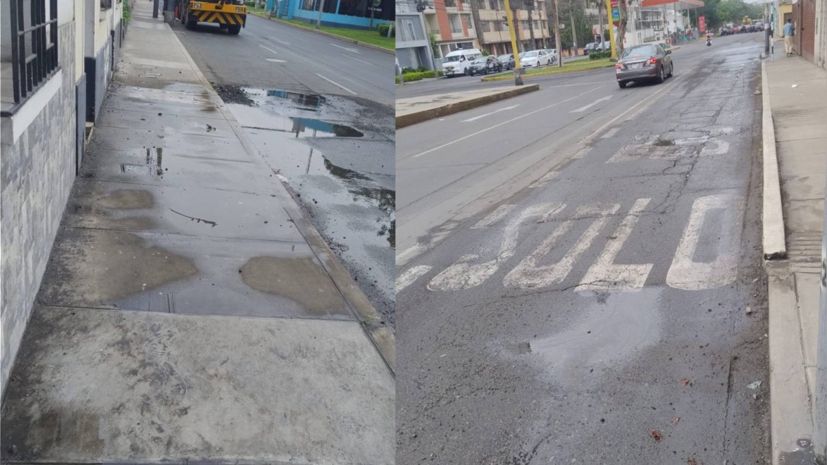 Lince: vecino reporta aniego de agua potable hace casi un mes en un forado de la pista