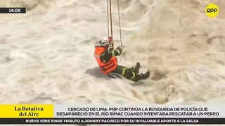 Policía fue arrastrado por el caudal del río Rímac tras ingresar a rescatar a perrito: así se desarrolla su búsqueda