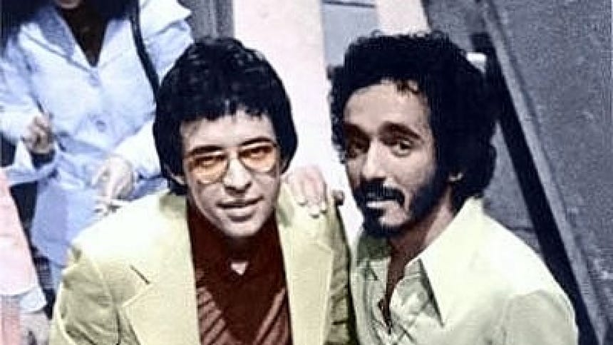 El famoso duo de salsa Héctor Lavoe y Willie Colón en un evento musical.