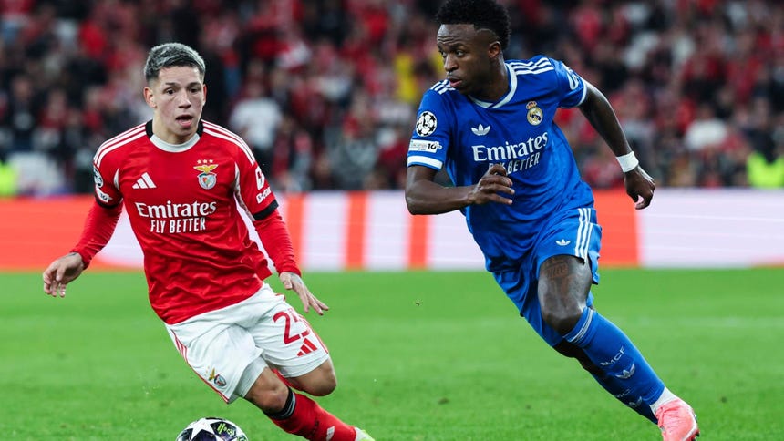 Prestianni recibió una tarjeta amarilla en la ida contra el Madrid.