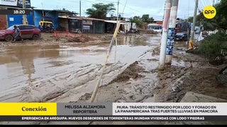 Máncora afectada por las lluvias: tránsito restringido por aniegos de agua y lodo en la Panamericana Norte [VIDEO]