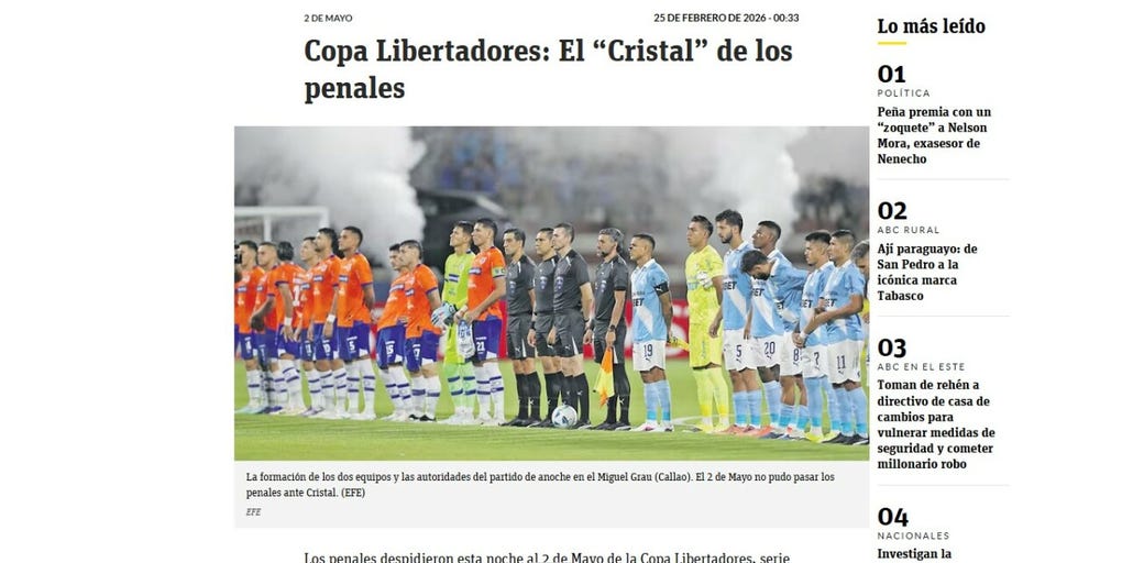 <strong>ABC de Paraguay:</strong> Copa Libertadores: El Cristal de los penales