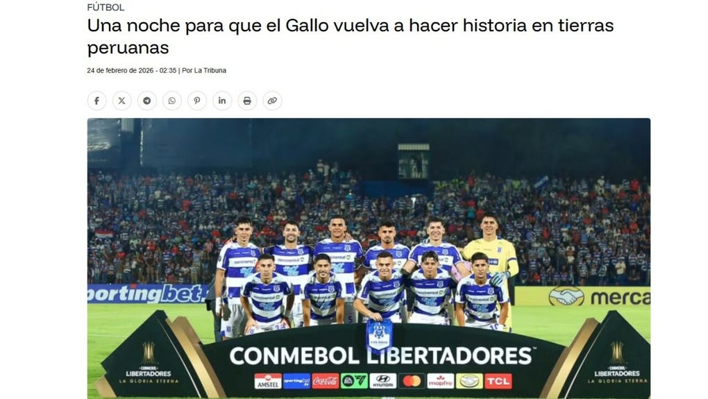 <strong>La Tribuna de Paraguay:</strong> Una noche para que el Gallo vuelva a hacer historia en tierras peruanas