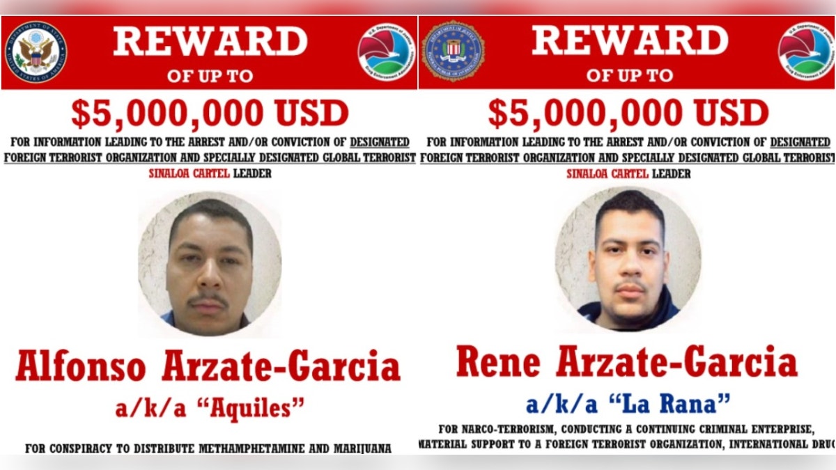 Estados Unidos ofrece recompensas de hasta 5 millones de dólares por dos capos del Cartel de Sinaloa