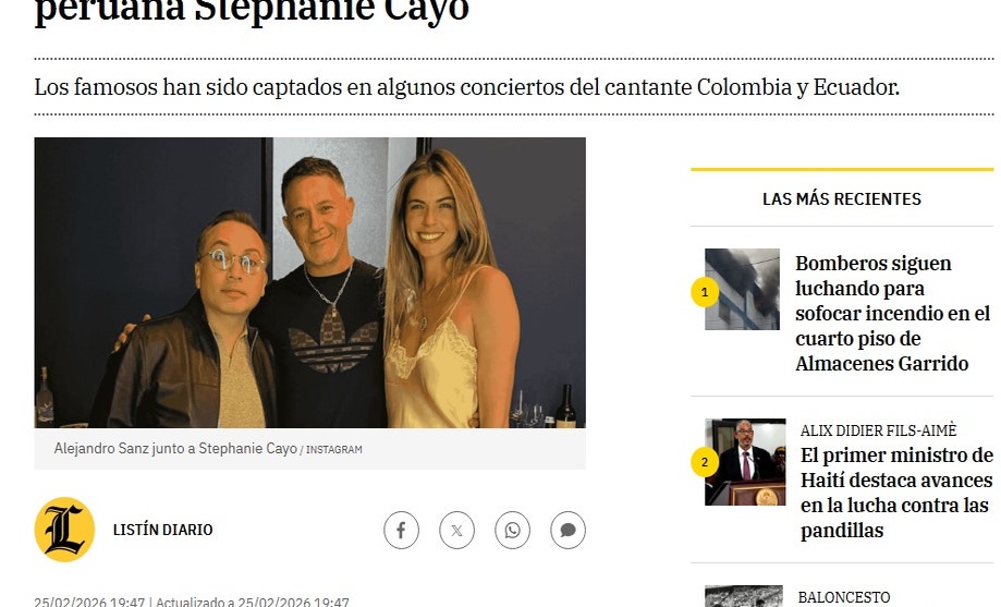Listín Diario, de República Dominicana, reporta lo siguiente: 