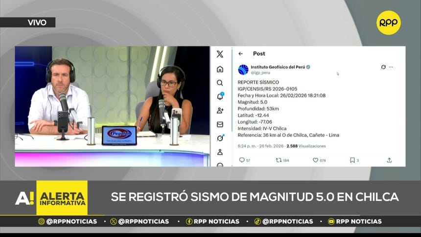 Se registró sismo de magnitud 5.0 en Chilca 