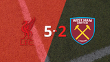 Premier League: Liverpool liquidó con una goleada a West Ham United por 5 a 2