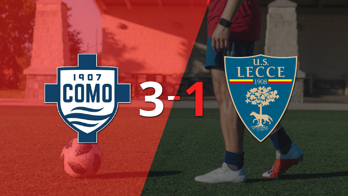 Serie A: Como 1907 da vuelta el marcador y triunfa 3 a 1 sobre Lecce