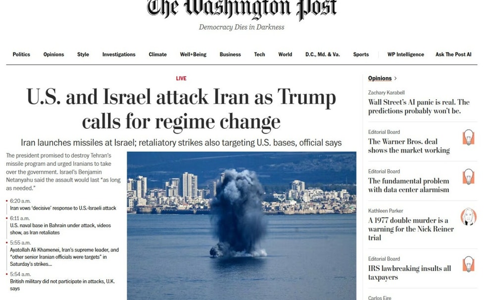 Esta es la portada de The Washington Post.