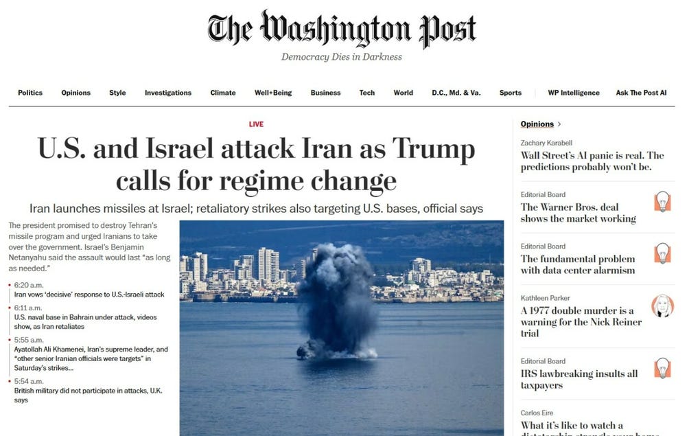 Esta es la portada de The Washington Post.