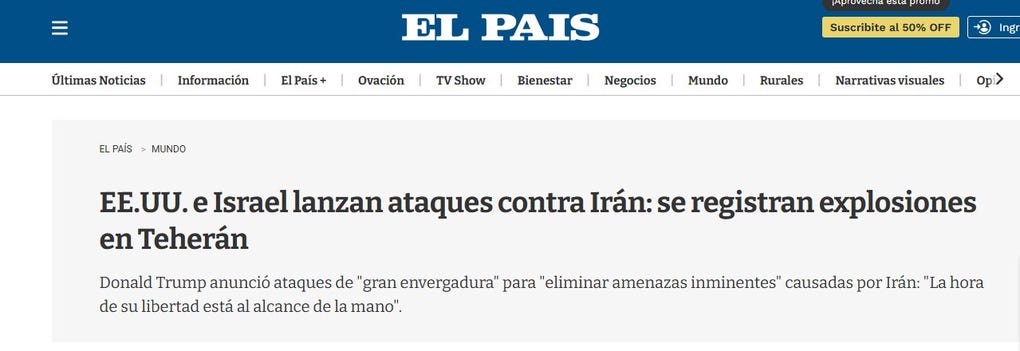 El País de Uruguay informa así sobre el ataque estadounidense.