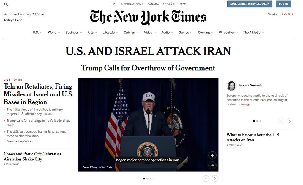 The New York Times: EE.UU. e Israel atacan Irán