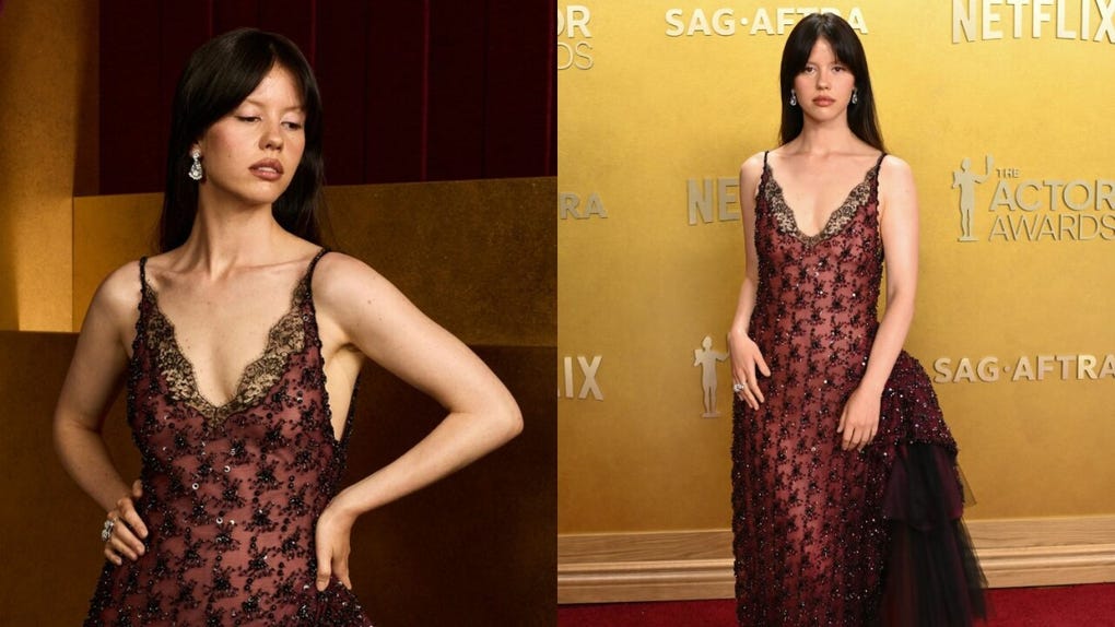 <strong>Mia Goth</strong> sorprendió con un brillante vestido gótico de Dior mientras competía junto al elenco de Frankenstein en la categoría de Mejor Reparto.