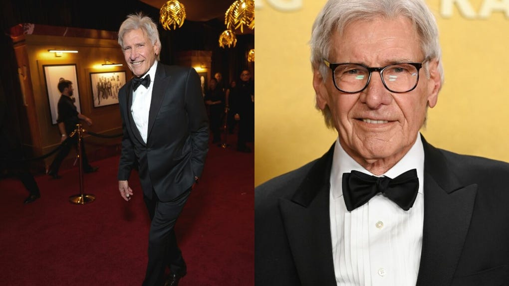 <strong>Harrison Ford</strong>, ícono de sagas como Indiana Jones y Star Wars, asistió con un traje clásico para recibir el premio a la Trayectoria, uno de los momentos más emotivos de la noche.