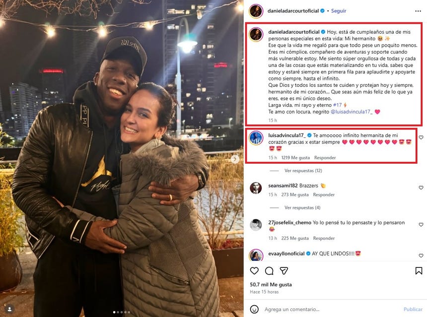 Daniela Darcourt dedica cariñoso post a Luis Advíncula por su cumpleaños y futbolista responde.