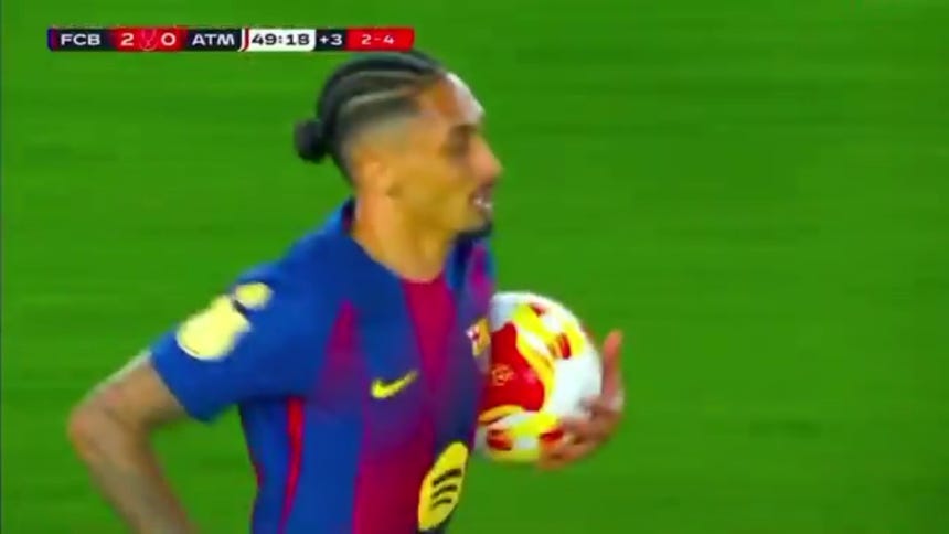 Gol de Raphinha del 2-0 en Barcelona vs Atlético Madrid