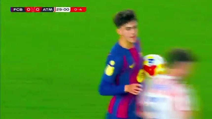 Gol de Bernal para 1-0 del Barcelona vs Atlético Madrid