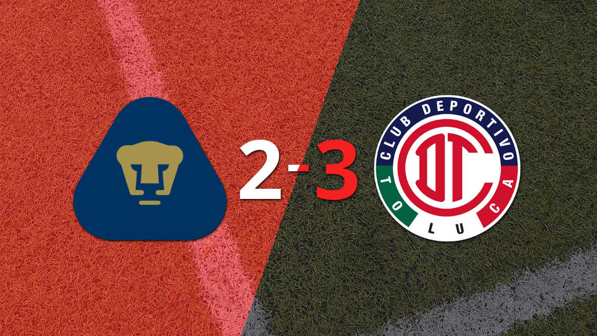 Liga MX: Toluca FC logra una emocionante victoria  por 3 a 2 sobre Pumas UNAM