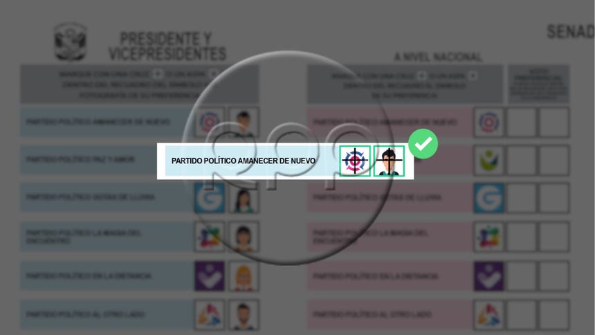 Para que tu voto sea válido debes marcar con un aspa o cruz sobre el símbolo o fotografía del candidato de tu preferencia.