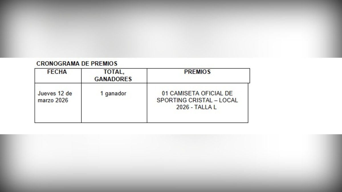CRONOGRAMA DE PREMIOS