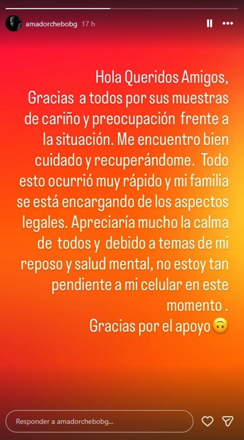 Chebo Ballumbrosio agradeció a sus seguidores por las muestras de apoyo.