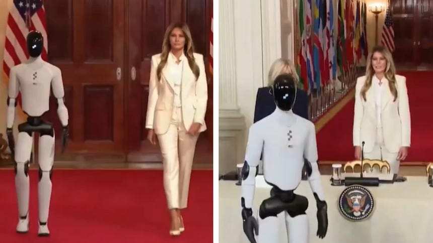 Melania Trump aparece con un robot humanoide en una cumbre sobre educación y tecnología [VIDEO]