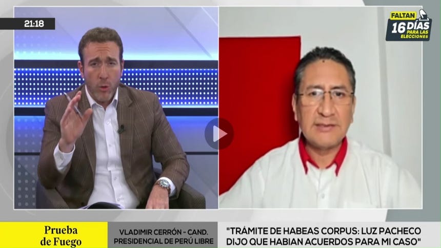 Vladimir Cerrón, prófugo de la justicia, dice que no conoce al tribuno Pedro Hernández