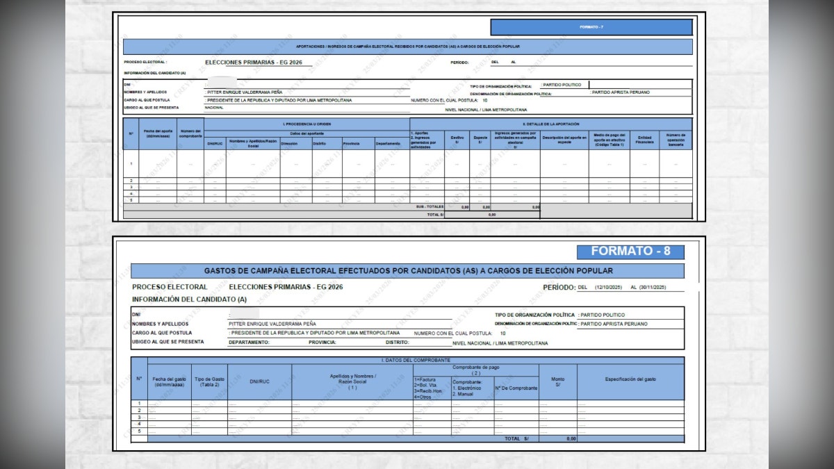 Enrique Valderrama, candidato presidencial y a la Cámara de Diputados por el APRA, reportó cero soles en ingresos y gastos de su campaña al Parlamento.