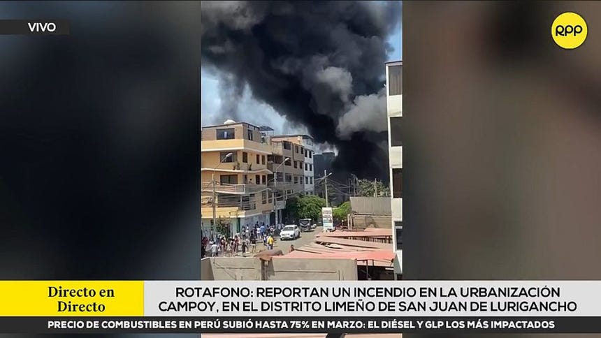 Reportan incendio de gran magnitud en San Juan de Lurigancho